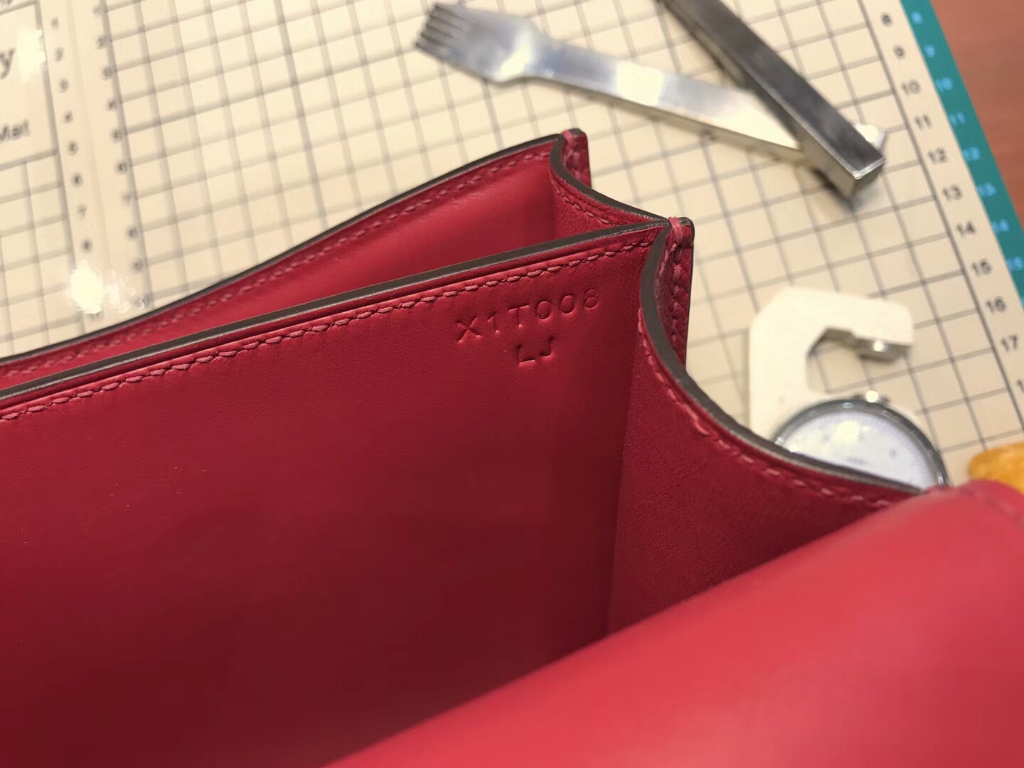 HERMES 爱马仕 空姐包 Constance  k1 rouge grenat 石榴红 银扣