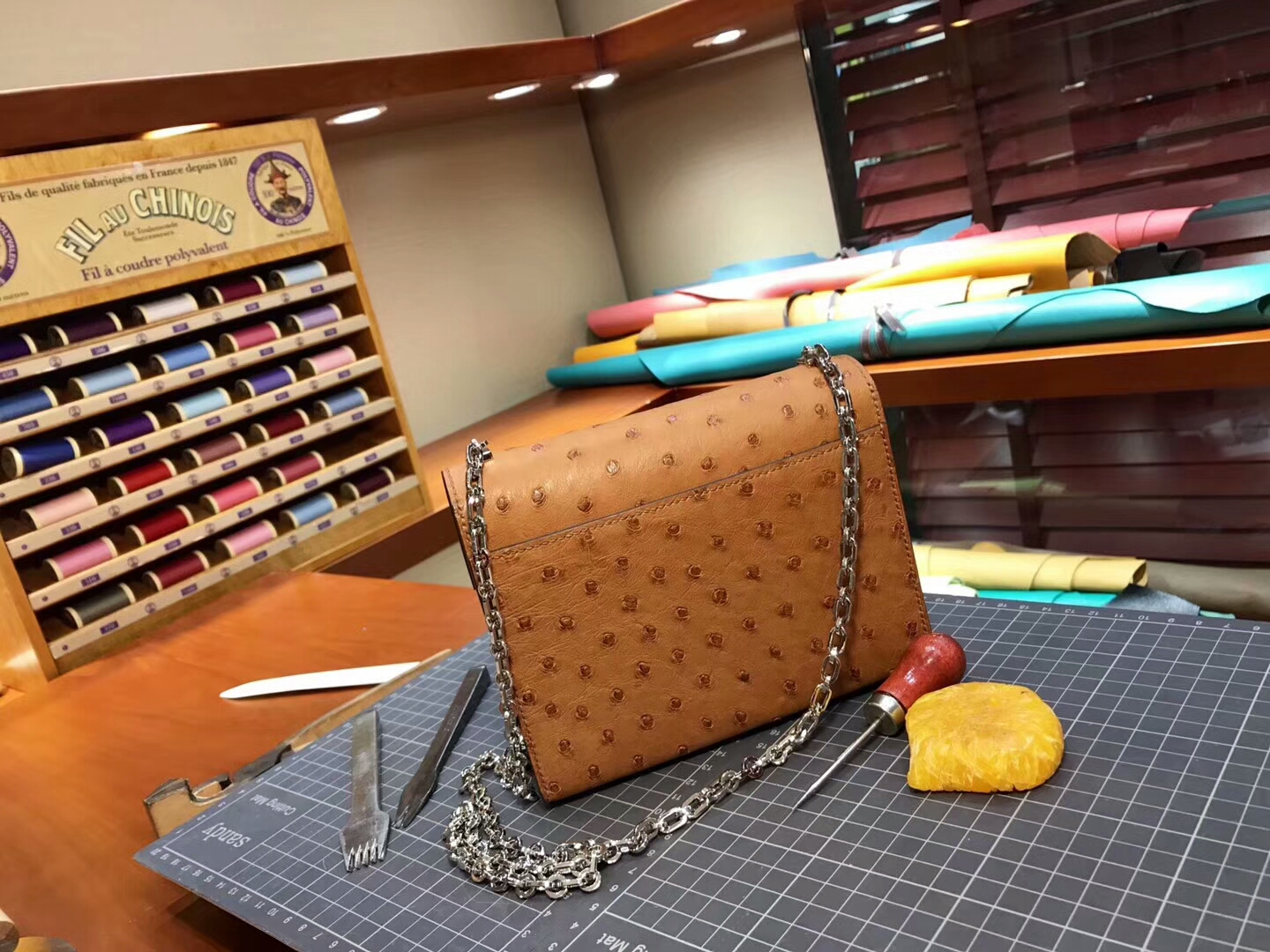 HERMES 爱马仕 手枪包 Verrou Chain 金棕 gold ck37 配全套专柜原版包装