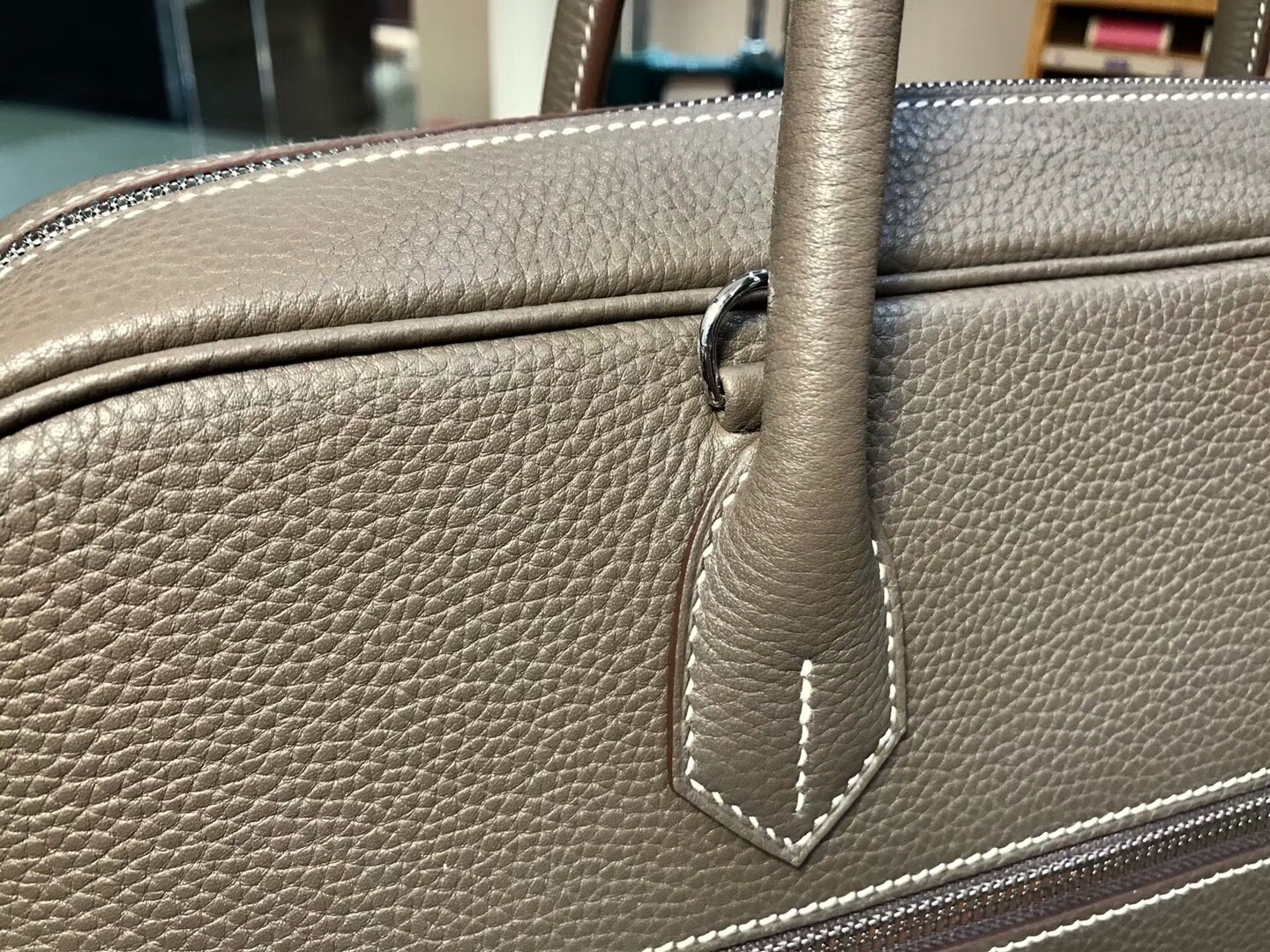 HERMES 爱马仕 邮差男士公文包 大象灰 CK18 Etoupe 现货系列 配全套专柜原版包装