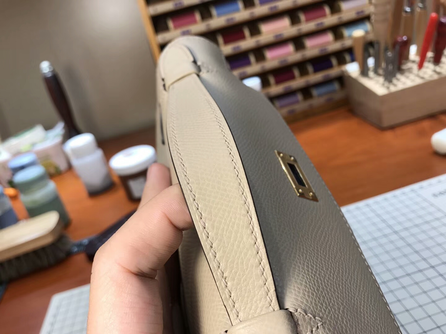 迷你凯莉 MiniKelly HERMES 爱马仕 S2 风衣灰 Trench 配全套专柜原版包装