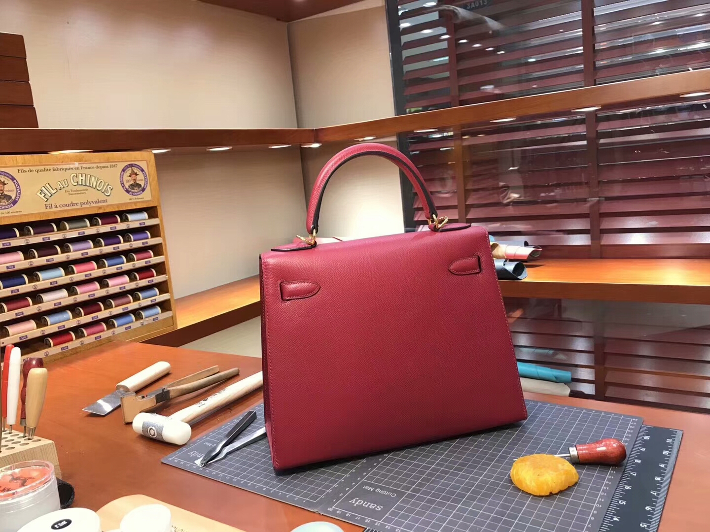 Kelly 28CM 现货系列 配全套专柜原版包装 H红 Rouge H 爱马仕HERMES