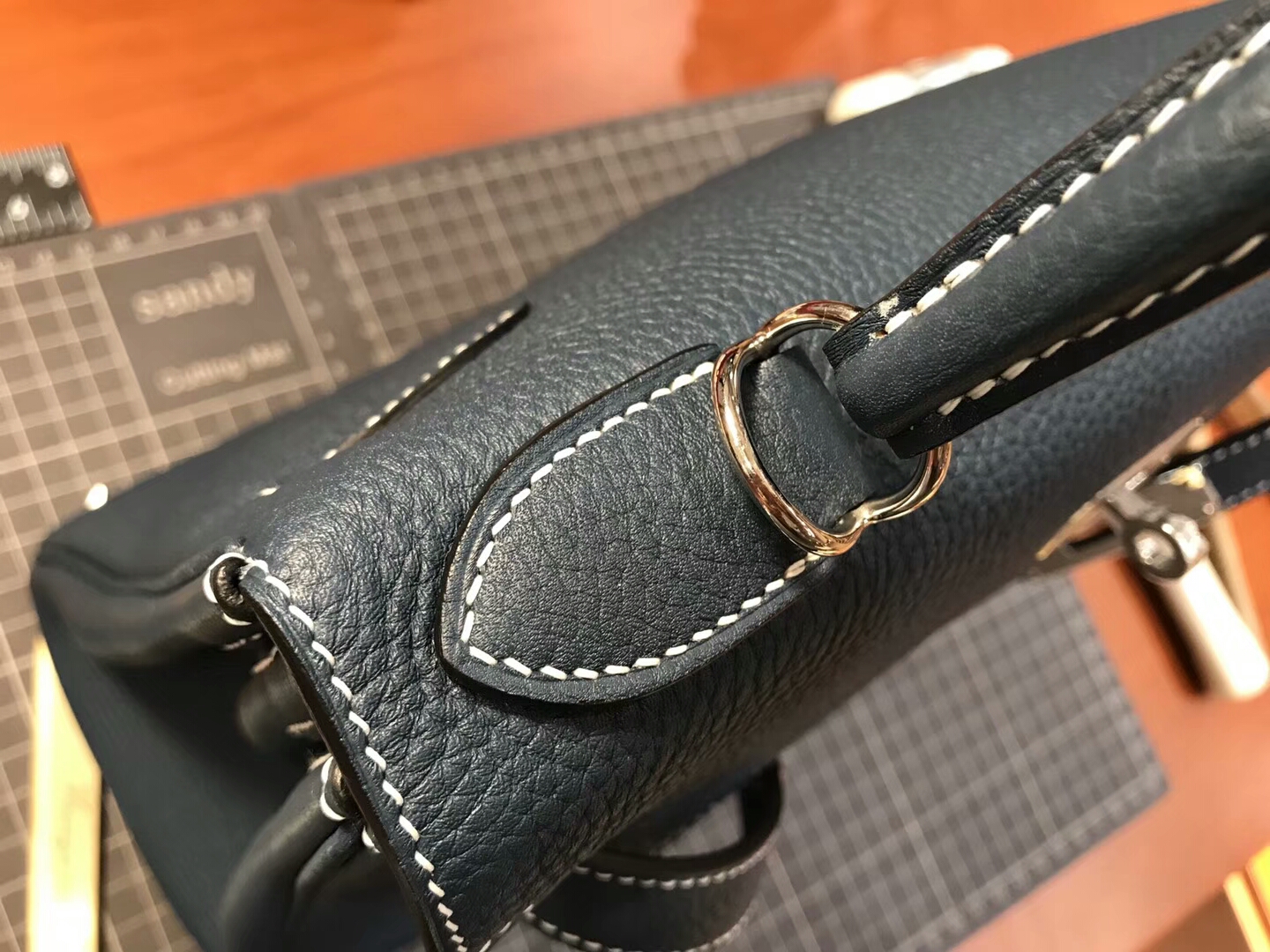 CKN7 风暴蓝 Blue Tempete HERMES 爱马仕 Kelly 28CM Togo皮 纯手工蜡线 法国TR级别的进口皮料 配全套专柜包装发票