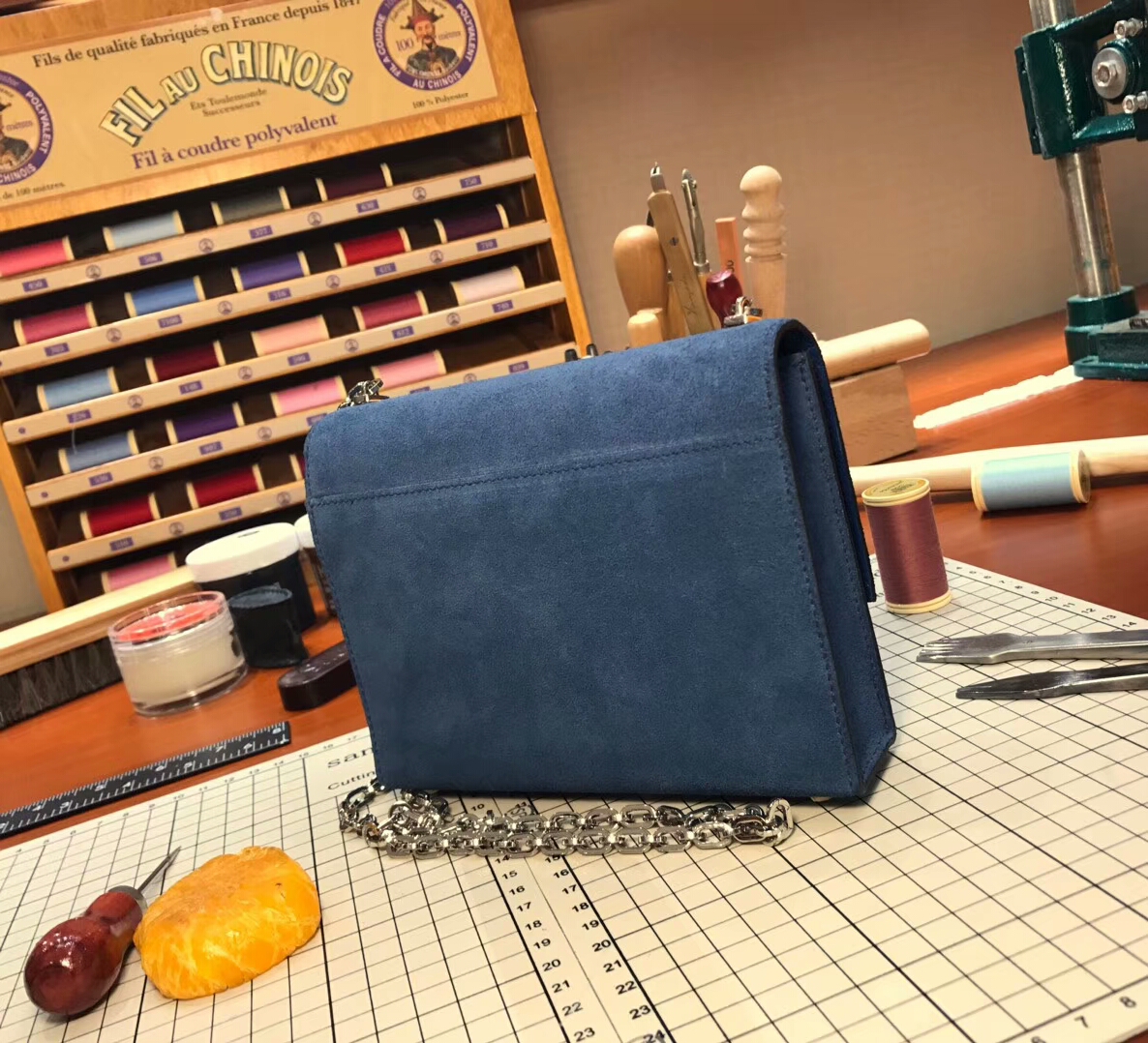 HERMES 爱马仕 手枪包 Verrou Chain r2 blue agate 玛瑙蓝 配全套专柜原版包装