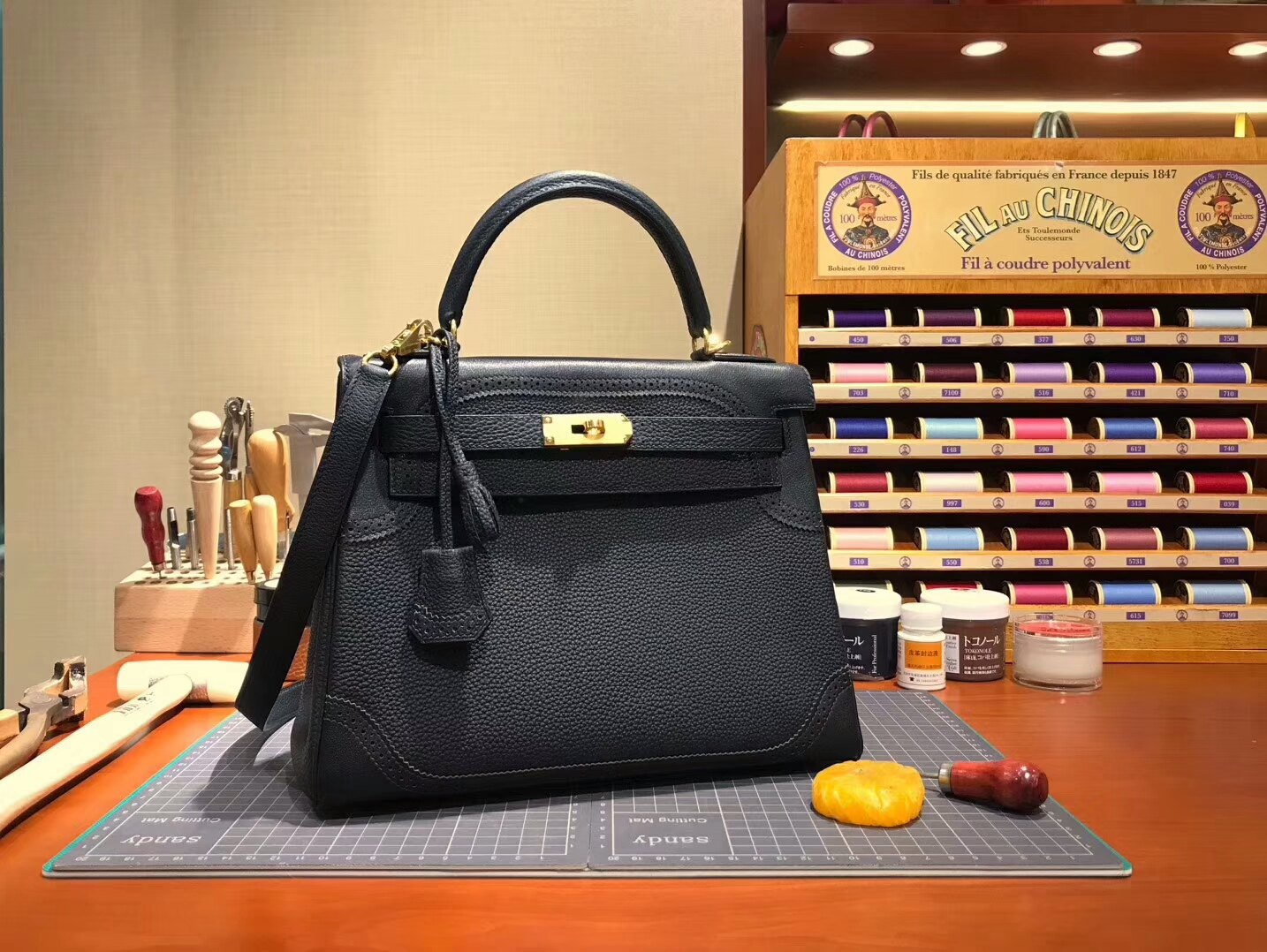 HERMES 爱马仕 Kelly 蕾丝 BLACK 纯黑 现货系列 配全套专柜原版包装