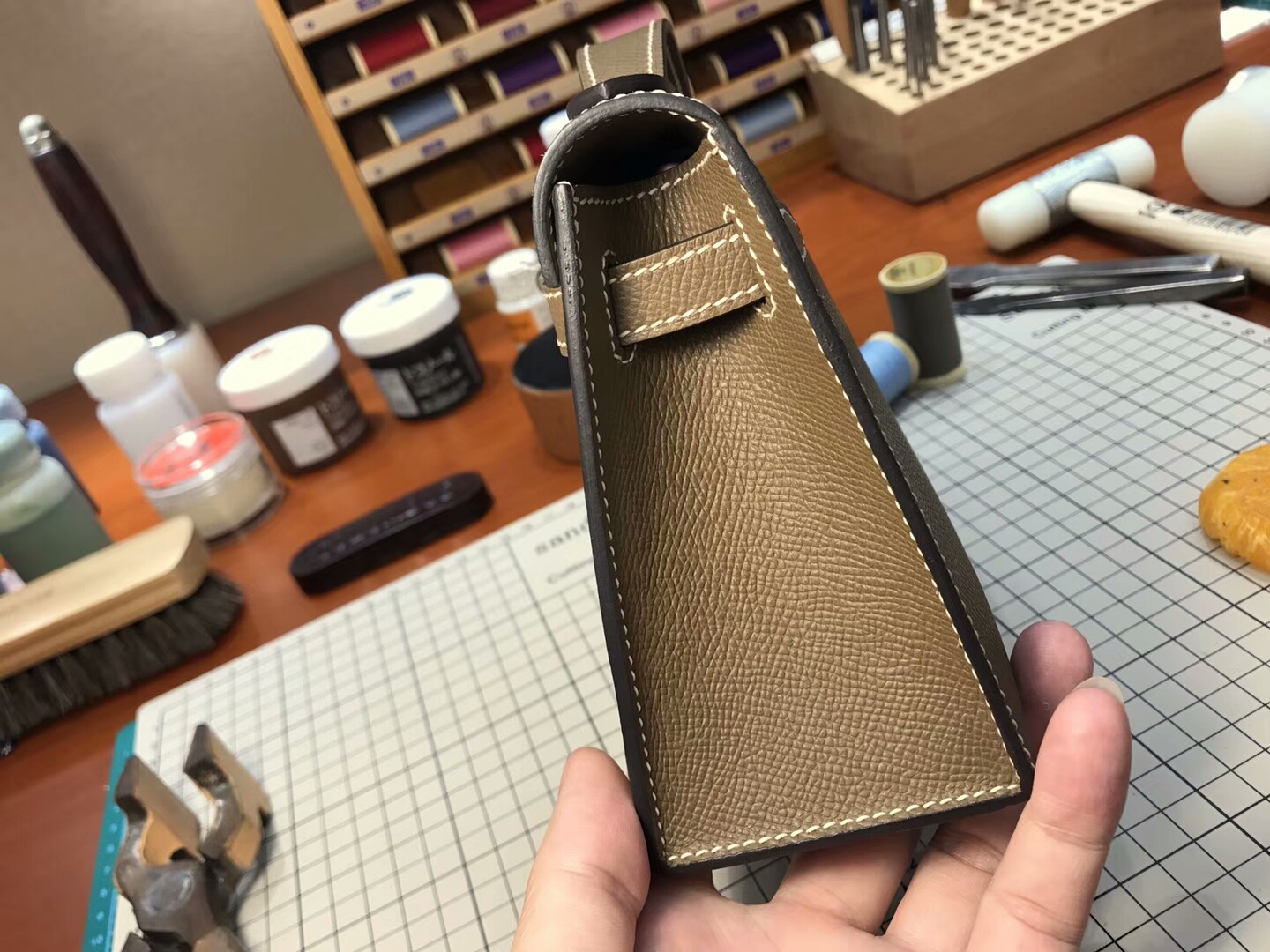 HERMES 爱马仕 迷你凯莉 MiniKelly ck18 大象灰 etoupe银扣 全球发售