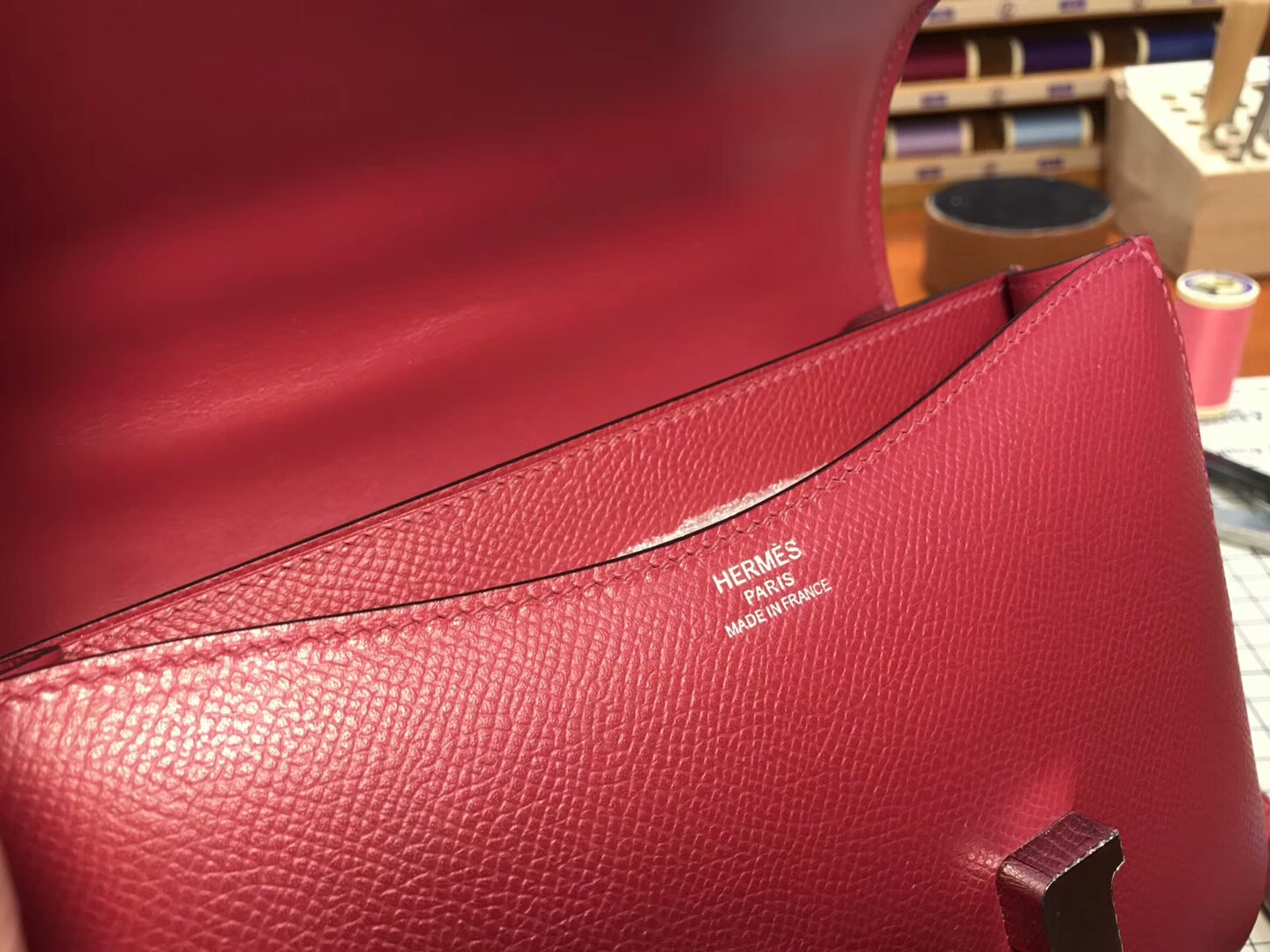 HERMES 爱马仕 空姐包 Constance  k1 rouge grenat 石榴红 银扣