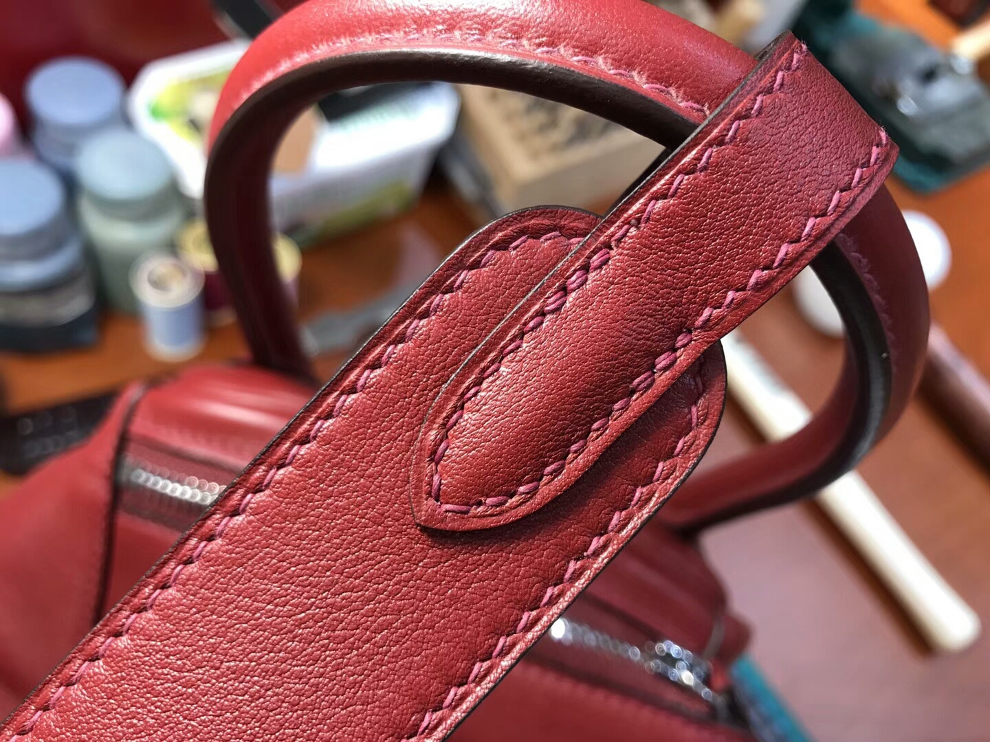 爱马仕 HERMES Lindy 26/30cm  ck55爱马仕红 Rough H 银扣 配全套专柜原版包装