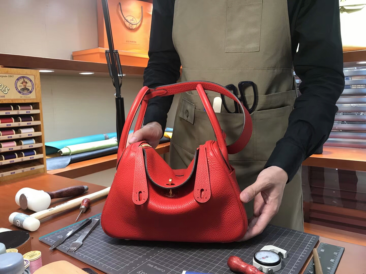 爱马仕 HERMES Lindy 26/30cm s5 番茄红 rouge tomate 银扣 配全套专柜原版包装