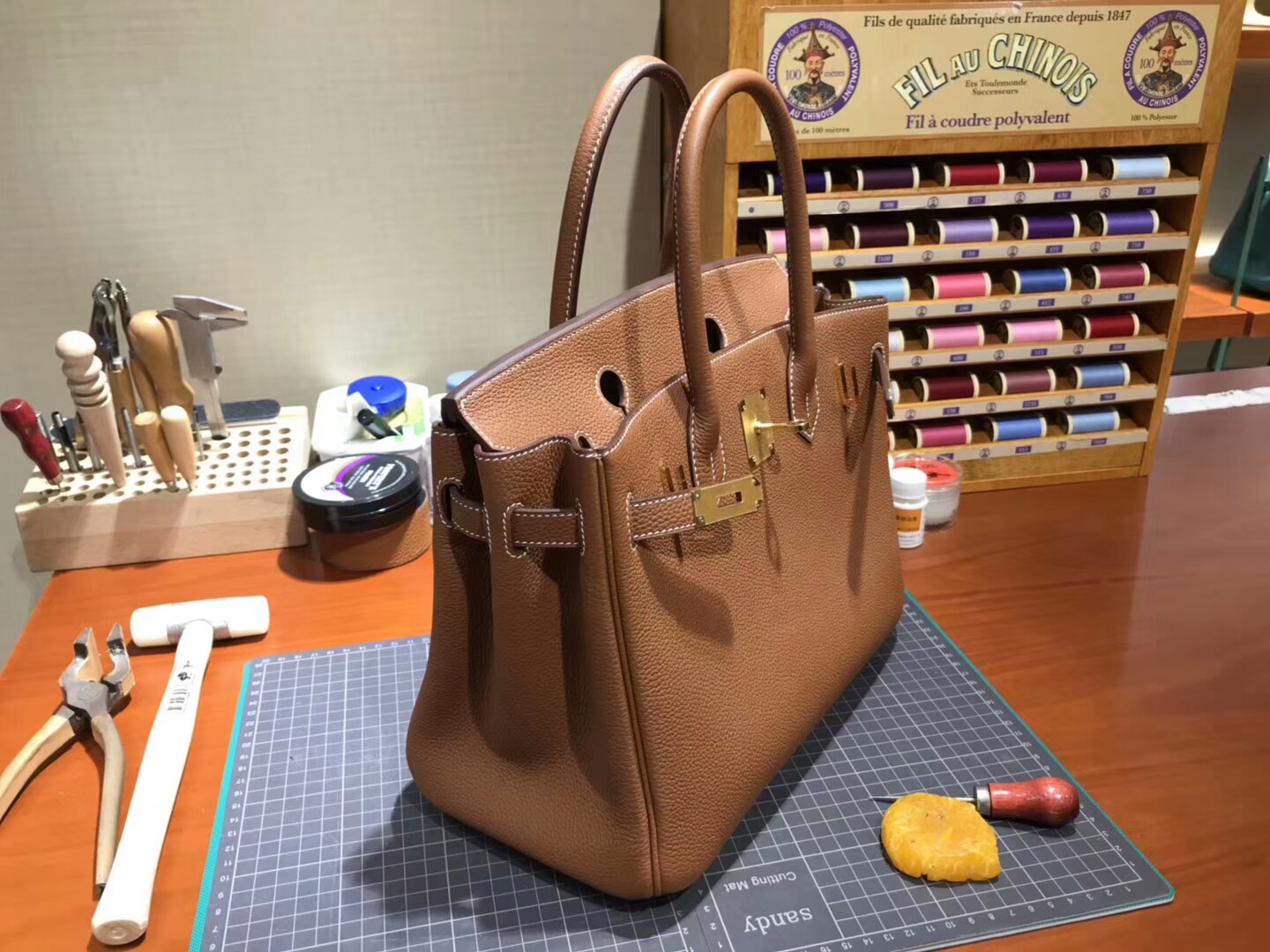 爱马仕 HERMES 铂金包 Birkin 30cm 配全套专柜原版包装 全球发售 ck37 金棕色 gold 