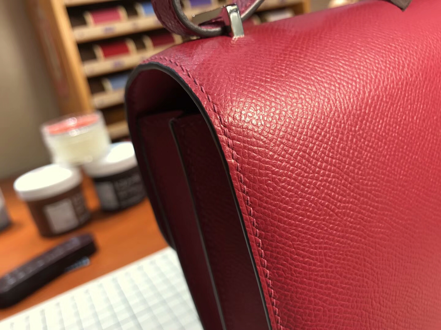 HERMES 爱马仕 空姐包 Constance  k1 rouge grenat 石榴红 银扣