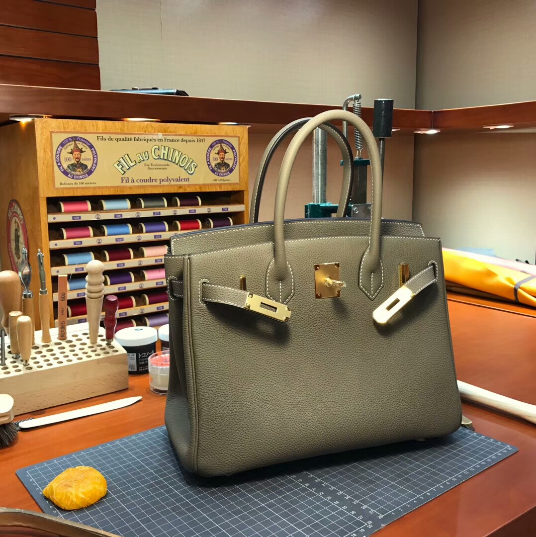 爱马仕 HERMES 铂金包 Birkin 30cm 配全套专柜原版包装 全球发售V6 丛青草绿 军绿 Canopee