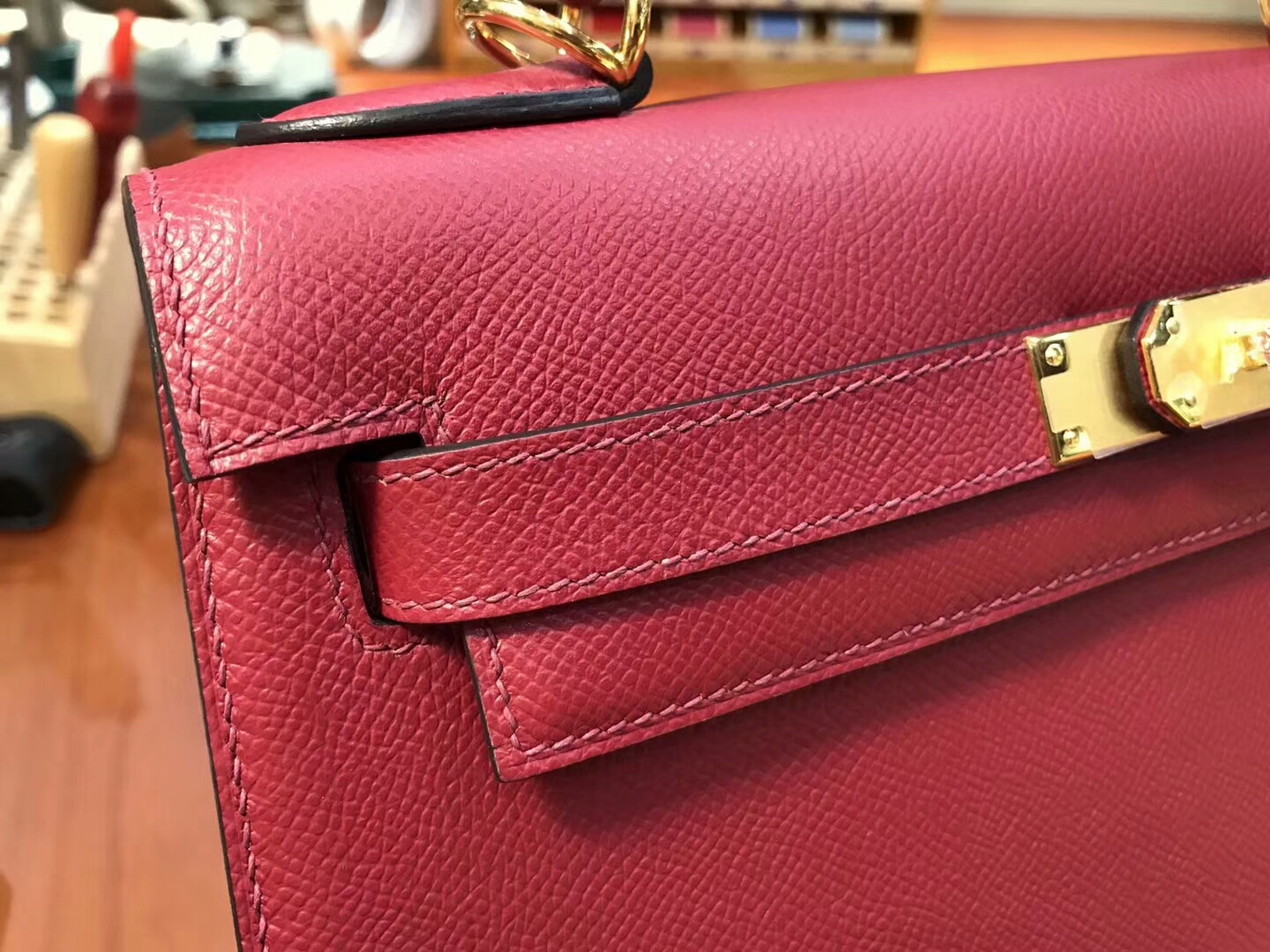Kelly 28CM 现货系列 配全套专柜原版包装 H红 Rouge H 爱马仕HERMES