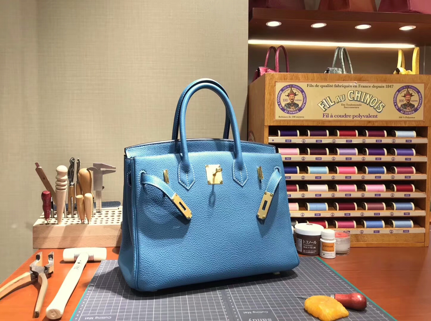 爱马仕 HERMES 铂金包 Birkin 30cm 配全套专柜原版包装 全球发售7W伊兹密尔蓝 Blue Izmir