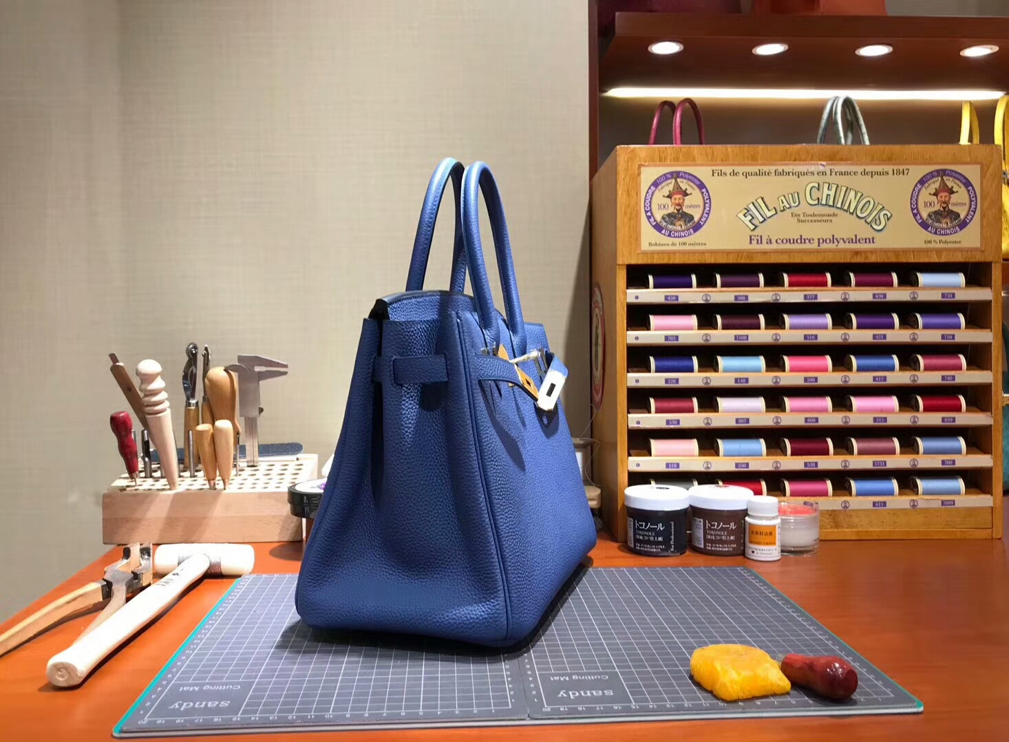 爱马仕 HERMES 铂金包 Birkin 30cm 配全套专柜原版包装 全球发售 R2 Blue Agate 玛瑙蓝