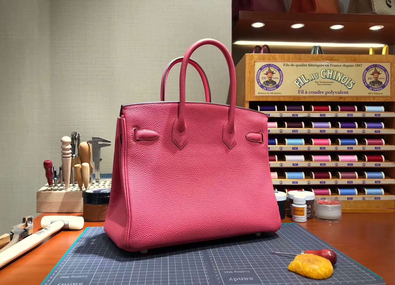 爱马仕 HERMES 铂金包 Birkin 30cm 配全套专柜原版包装 全球发售 8w Rose Azalea 新唇膏粉