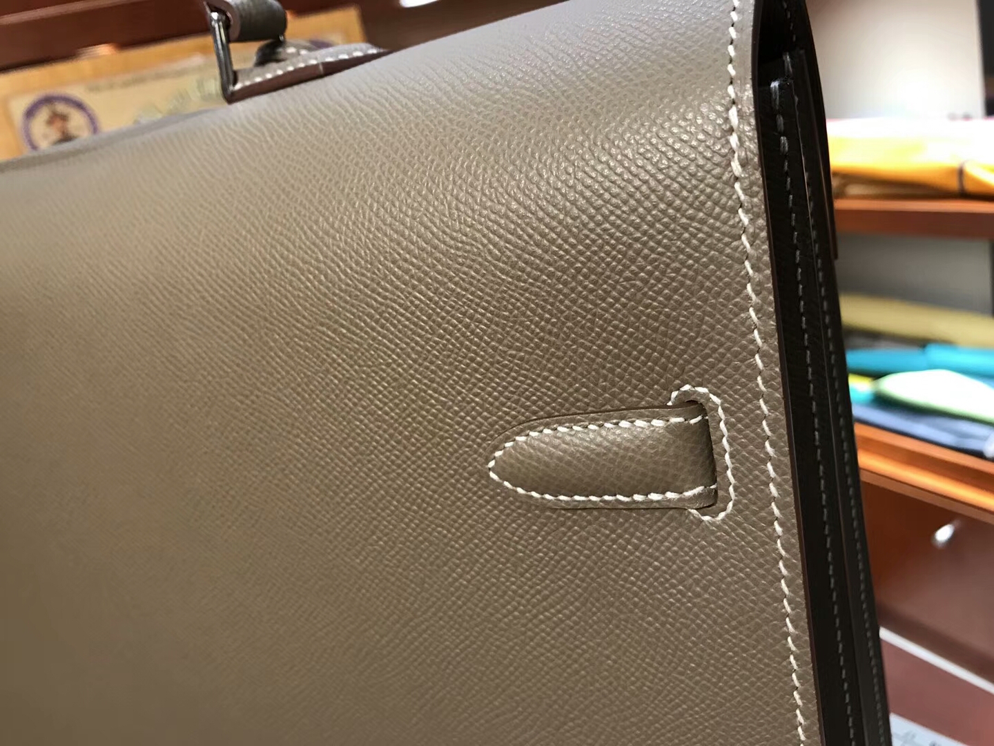 HERMES 爱马仕 男士公文包 大象灰 CK18 Etoupe  现货系列 配全套专柜原版包装 银扣