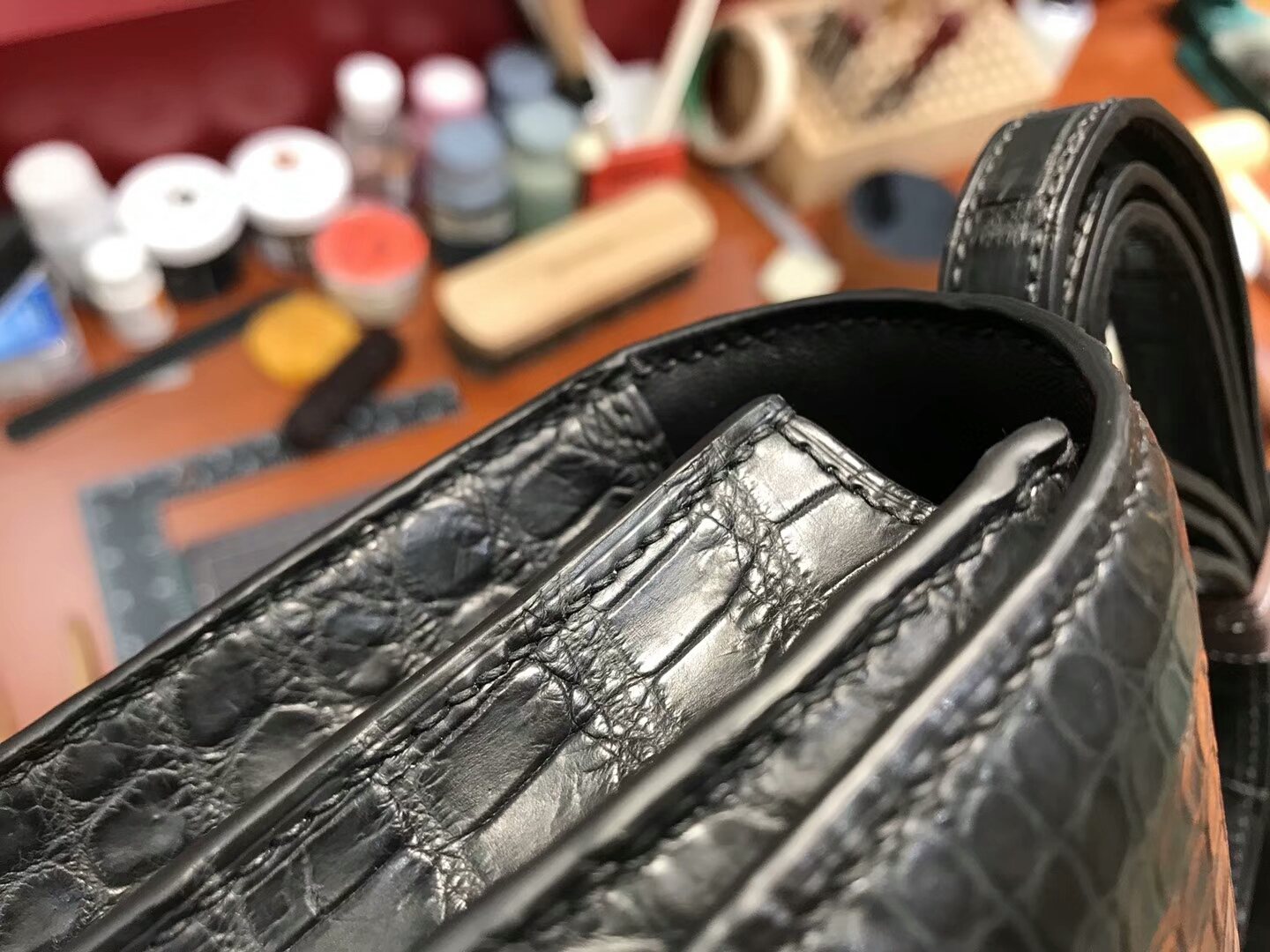HERMES 爱马仕 空姐包 Constance BLACK 黑色 哑光鳄鱼皮 配全套专柜原版包装