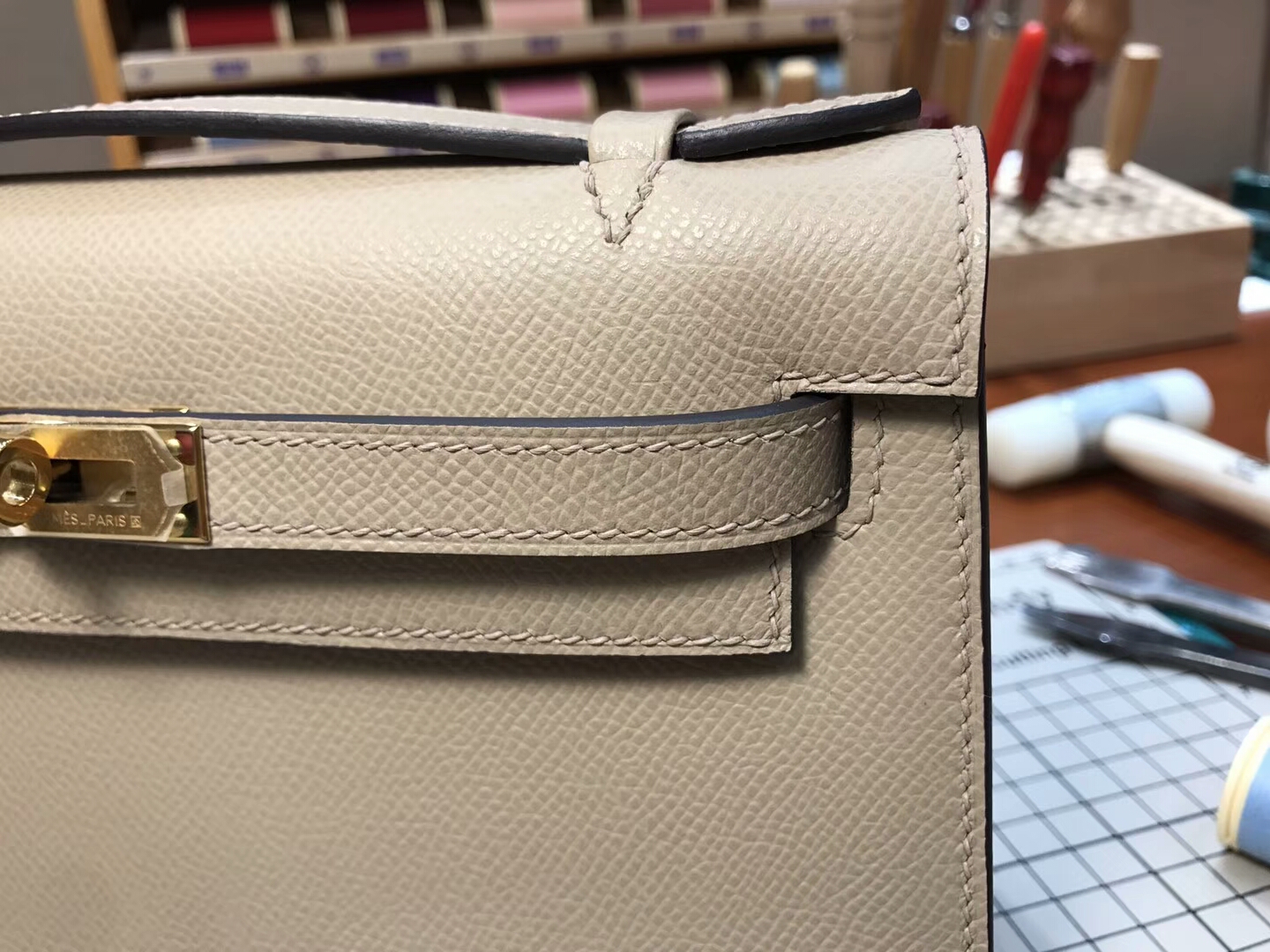 迷你凯莉 MiniKelly HERMES 爱马仕 S2 风衣灰 Trench 配全套专柜原版包装