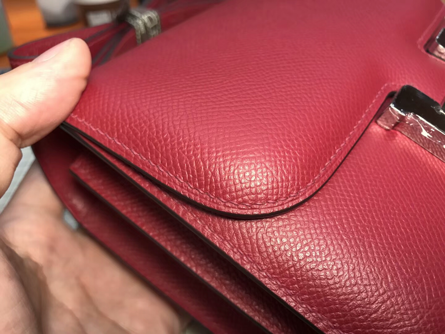 HERMES 爱马仕 空姐包 Constance  k1 rouge grenat 石榴红 银扣