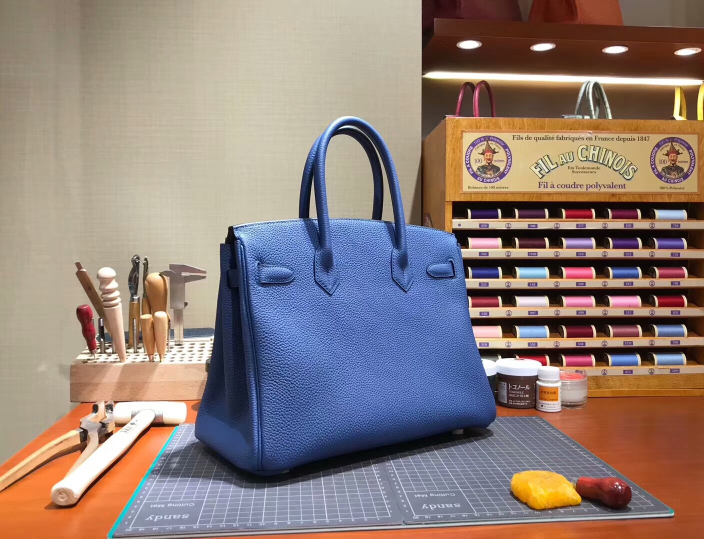 爱马仕 HERMES 铂金包 Birkin 30cm 配全套专柜原版包装 全球发售 R2 Blue Agate 玛瑙蓝