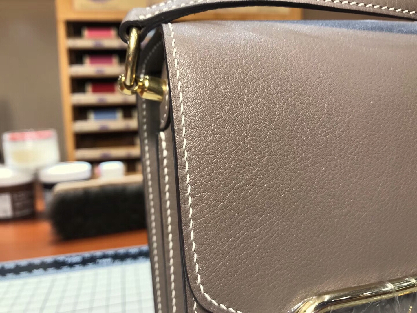 猪鼻子包 Roulis HERMES 爱马仕 大象灰 etoupe ck18 配全套专柜原版包装