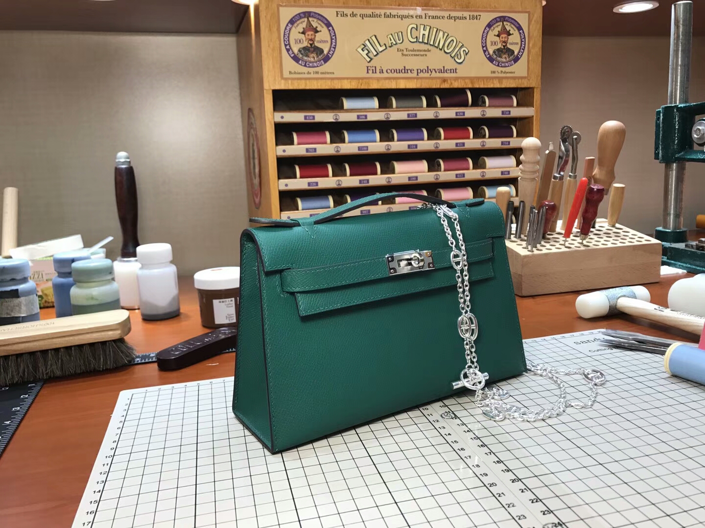 迷你凯莉 MiniKelly HERMES 爱马仕 6q 翡翠绿 vert emeraude 配全套专柜原版包装