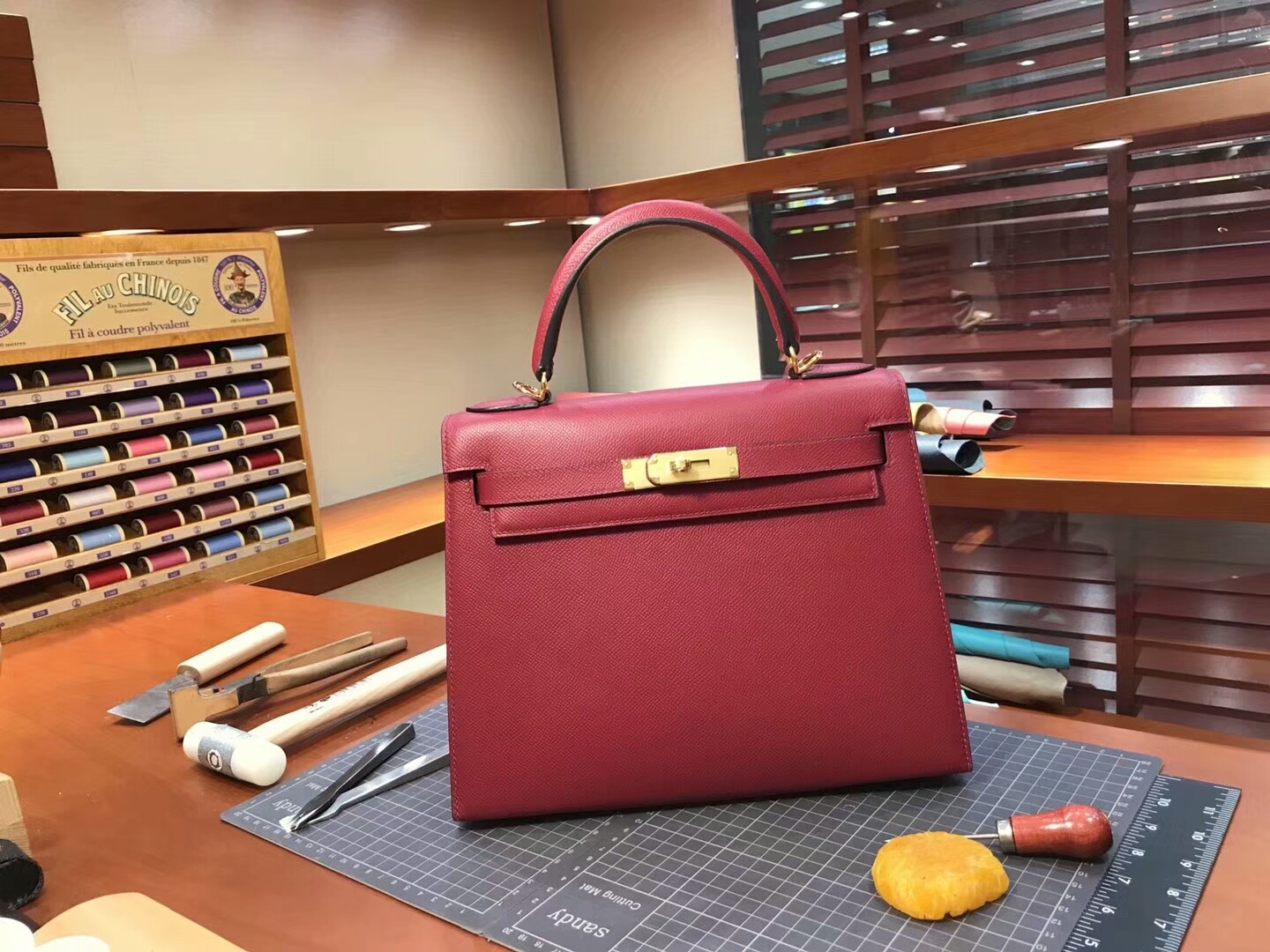 Kelly 28CM 现货系列 配全套专柜原版包装 H红 Rouge H 爱马仕HERMES