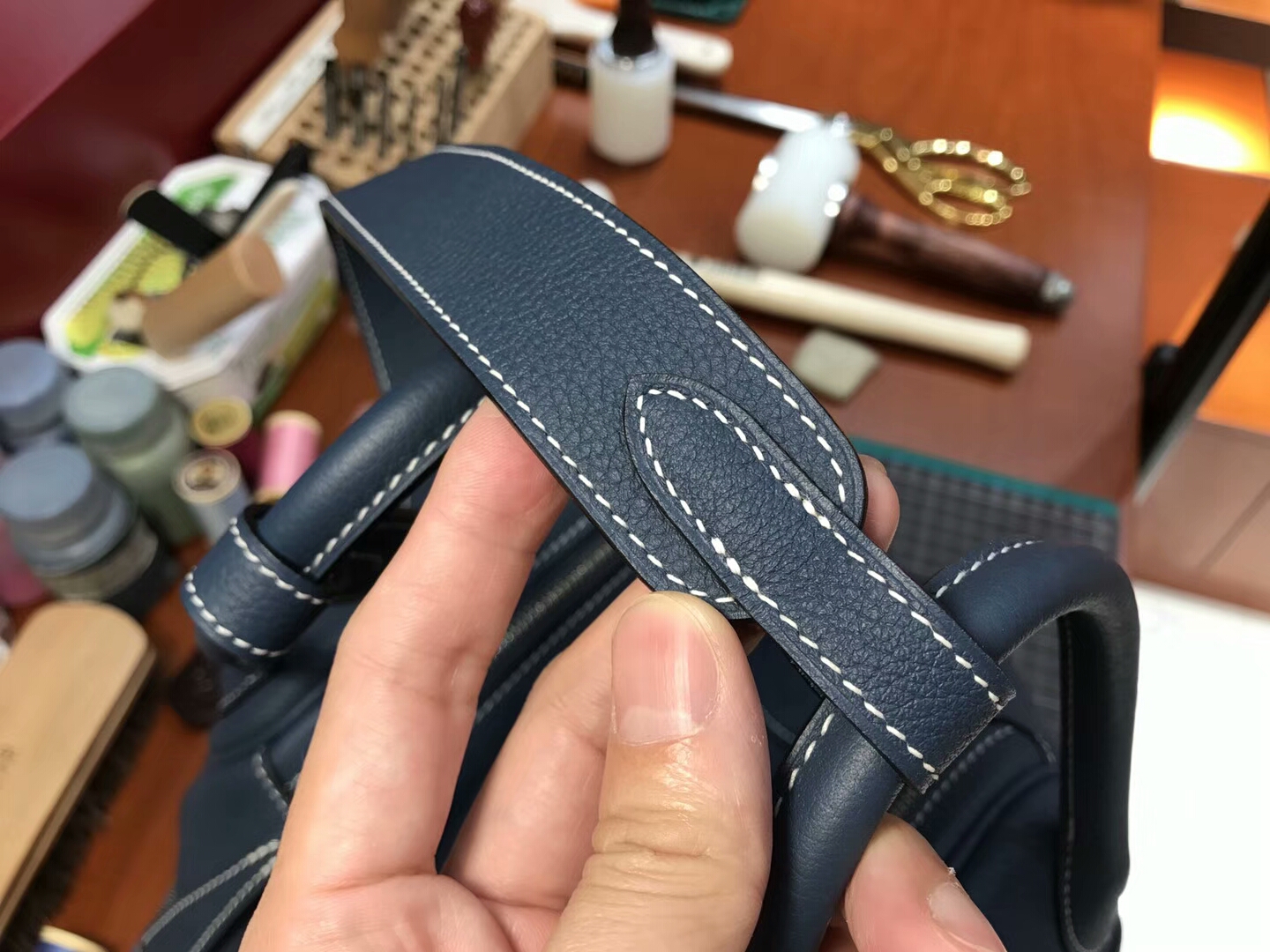 爱马仕 HERMES Lindy 26/30cm CKN7 风暴蓝 Bleu Tempete 银扣 配全套专柜原版包装