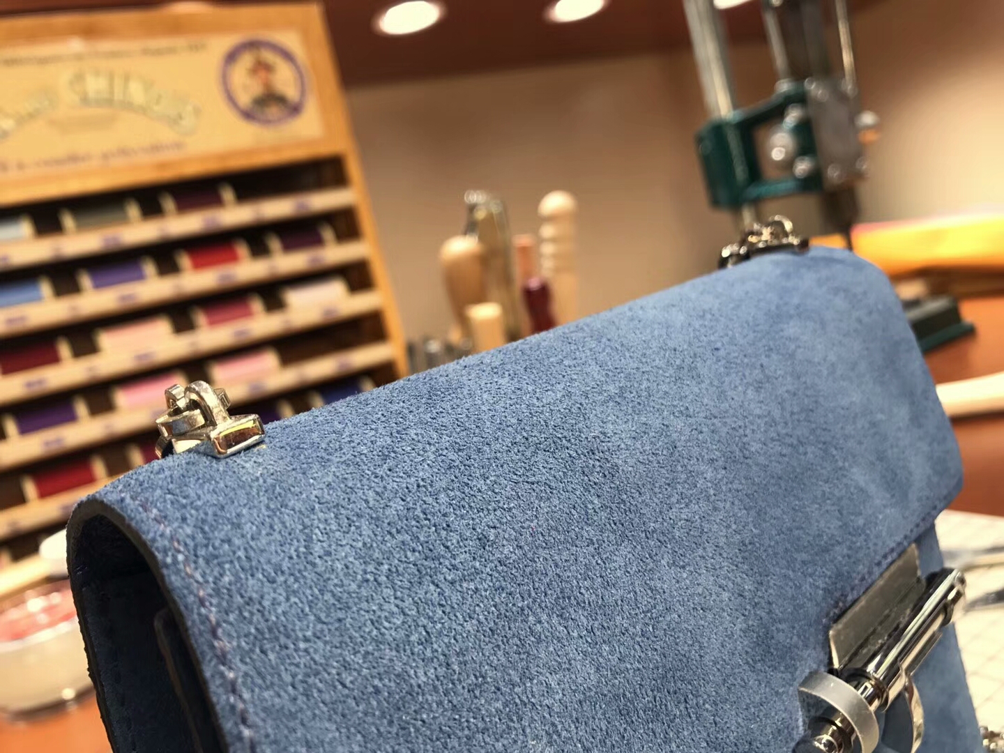 HERMES 爱马仕 手枪包 Verrou Chain r2 blue agate 玛瑙蓝 配全套专柜原版包装