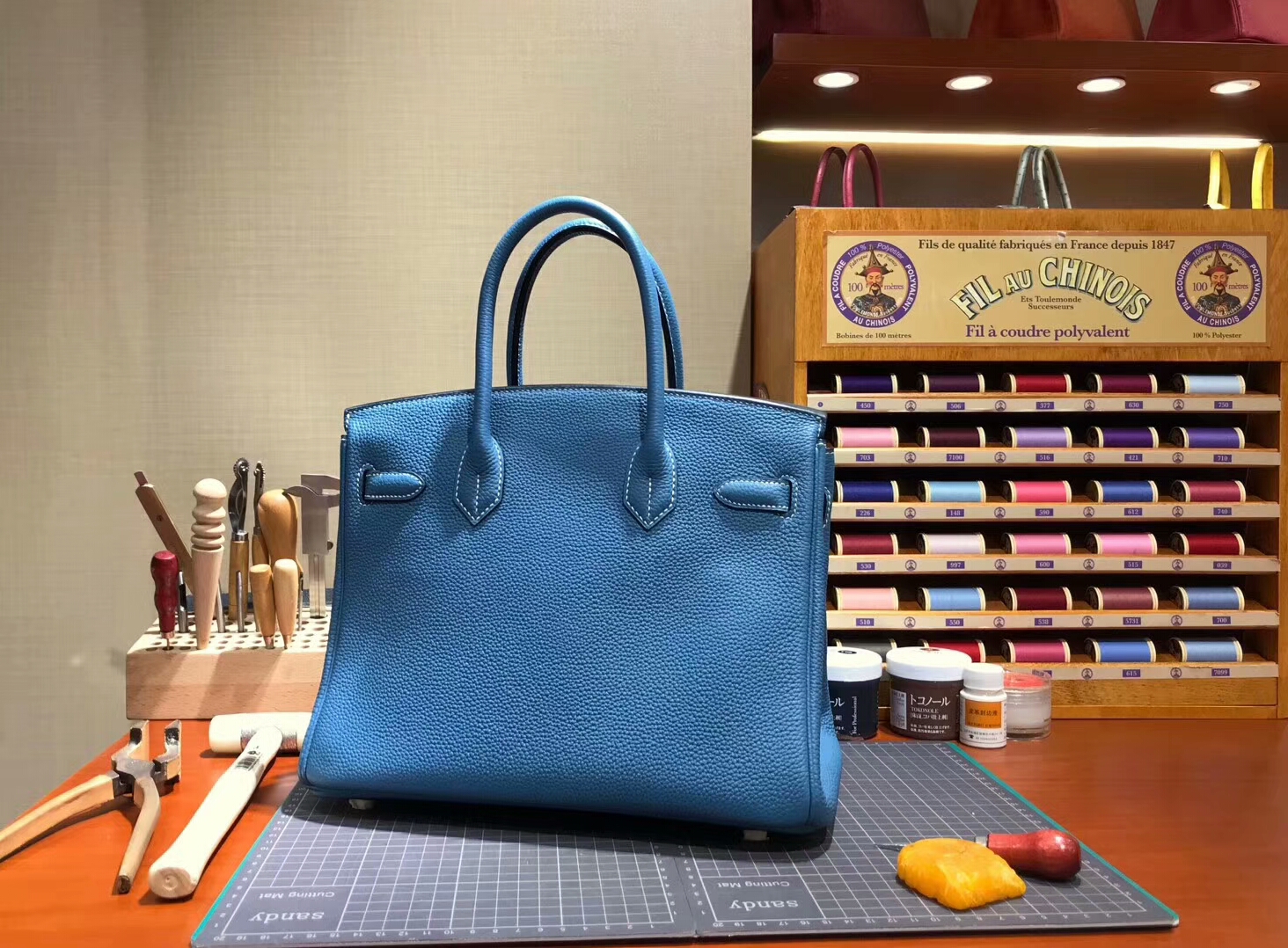 爱马仕 HERMES 铂金包 Birkin 30cm 配全套专柜原版包装 全球发售7W伊兹密尔蓝 Blue Izmir