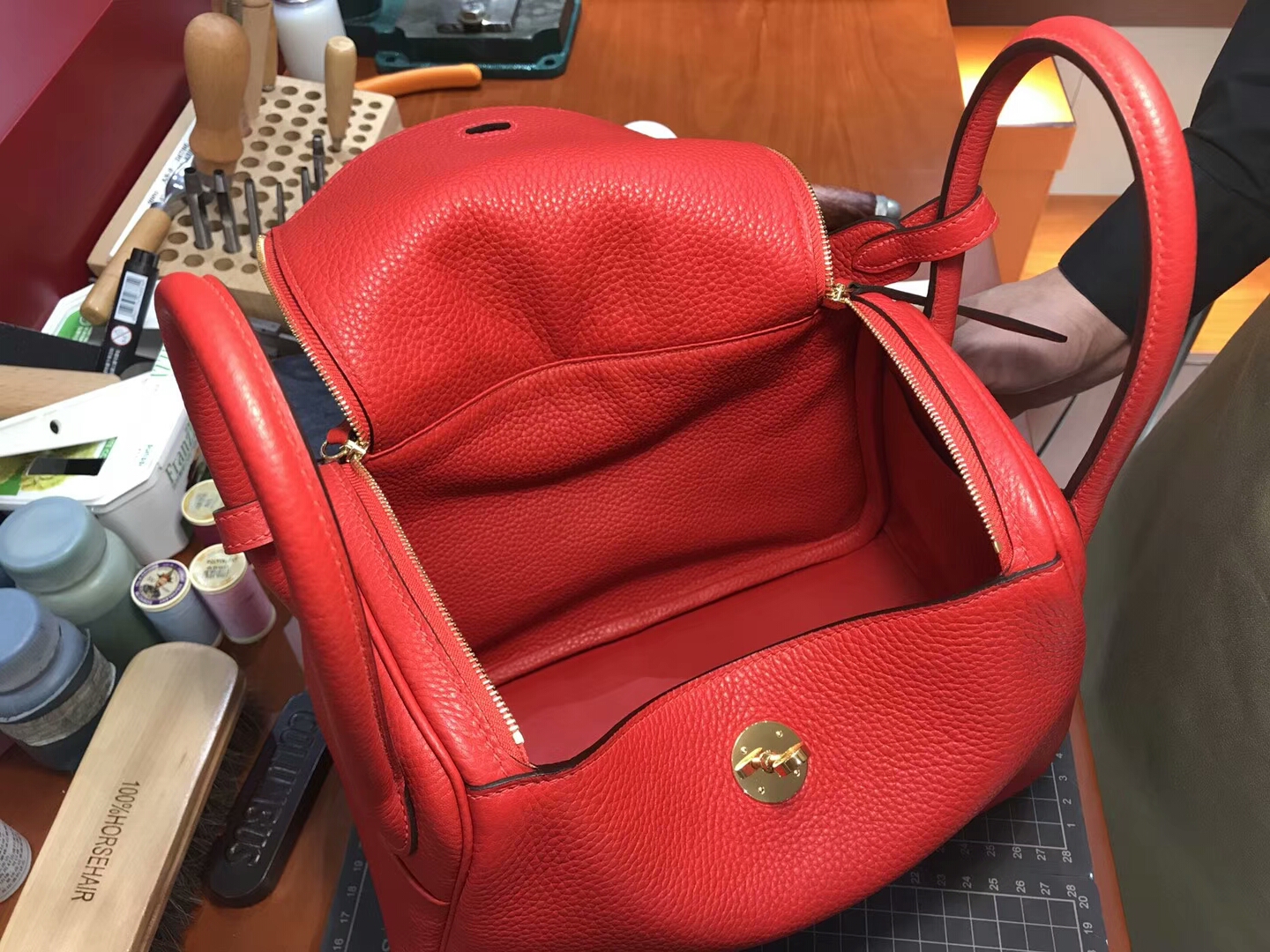 爱马仕 HERMES Lindy 26/30cm s5 番茄红 rouge tomate 银扣 配全套专柜原版包装