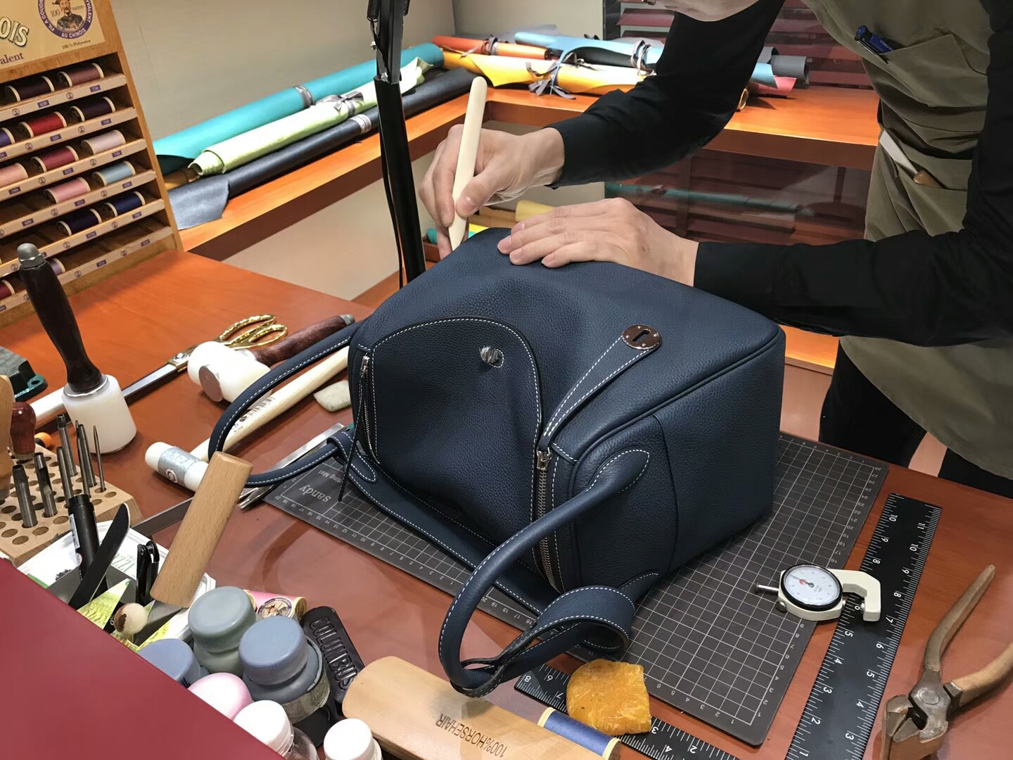 爱马仕 HERMES Lindy 26/30cm CKN7 风暴蓝 Bleu Tempete 银扣 配全套专柜原版包装