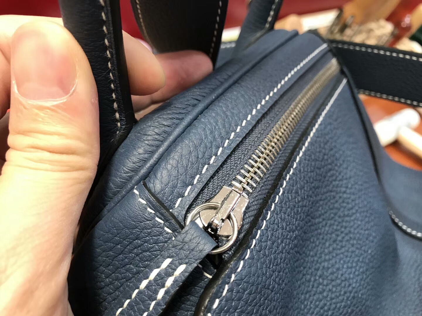 爱马仕 HERMES Lindy 26/30cm CKN7 风暴蓝 Bleu Tempete 银扣 配全套专柜原版包装