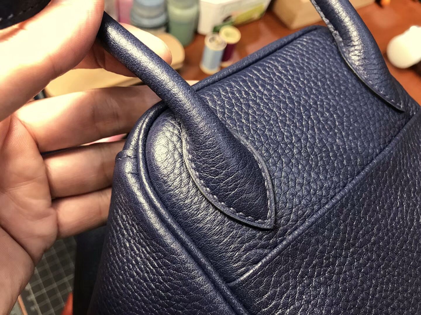 爱马仕 HERMES Lindy 26/30cm 宝石蓝 ck73 blue saphir 银扣 配全套专柜原版包装