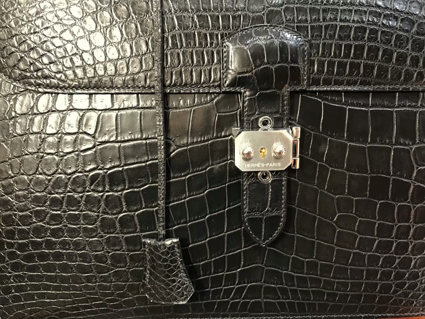 HERMES 爱马仕 男士公文包 亚光 黑色 现货系列 配全套专柜原版包装 银扣