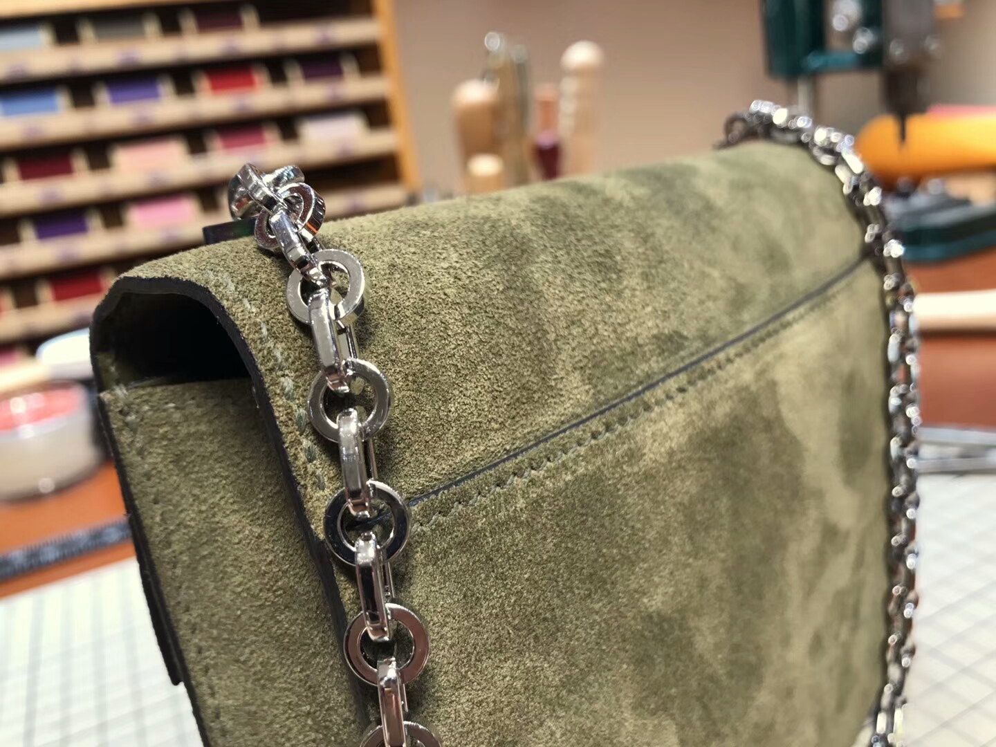 HERMES 爱马仕 手枪包 Verrou Chain 6H veronese 橄榄绿 配全套专柜原版包装