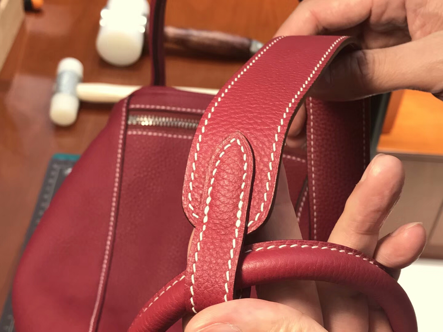 爱马仕 HERMES Lindy 26/30cm f5 勃艮第酒红色 bourgogne 银扣 配全套专柜原版包装