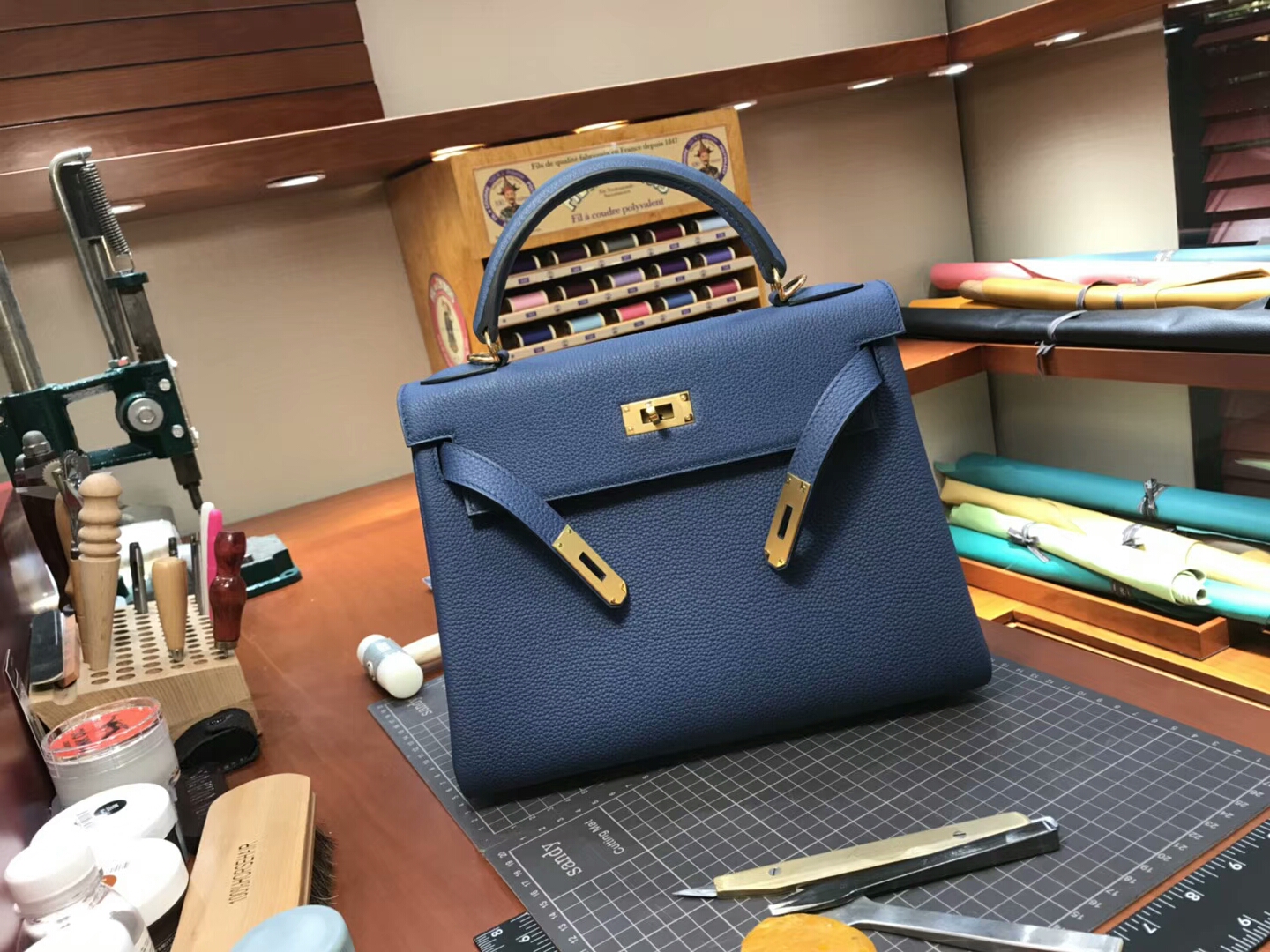 HERMES 爱马仕 2z 午夜蓝 星空蓝 blue nuit Kelly 28CM Togo皮 纯手工蜡线 法国TR级别的进口皮料 配全套专柜包装发票