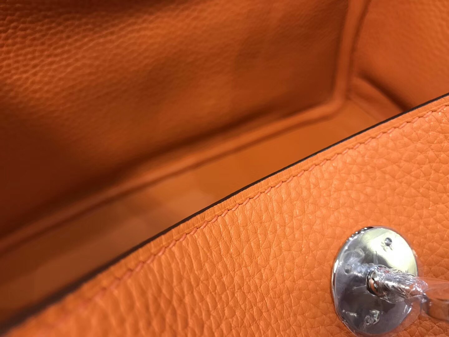 爱马仕 HERMES Lindy 26/30cm ck93 經典橙色 银扣 配全套专柜原版包装