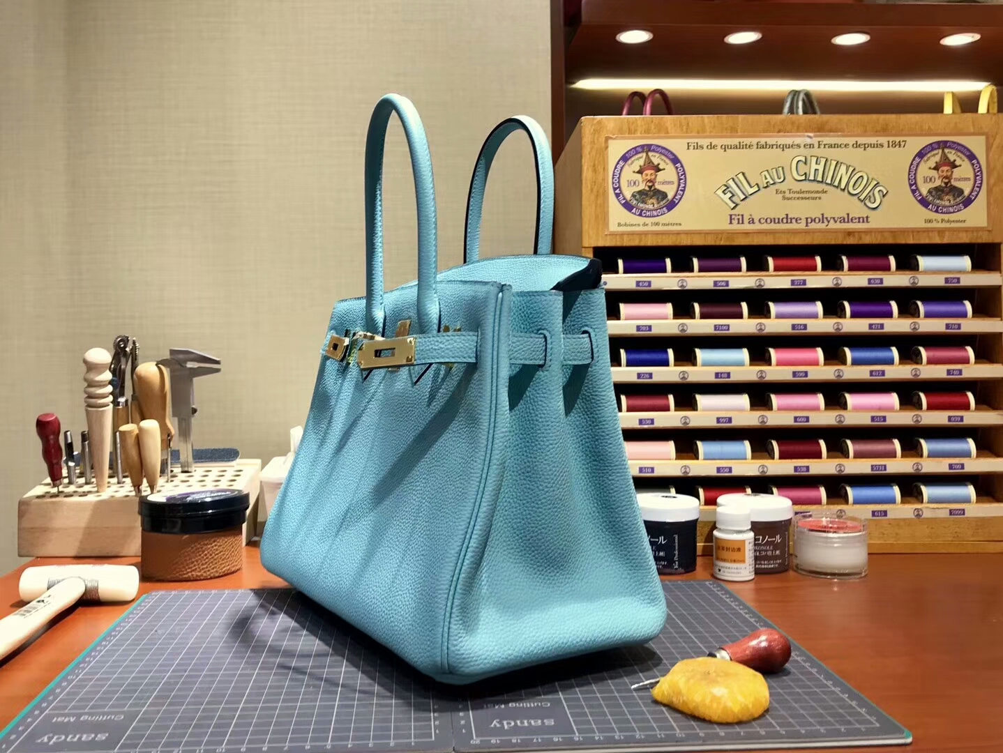 爱马仕 HERMES 铂金包 Birkin 30cm 配全套专柜原版包装 全球发售 3Z 圣西尔蓝 Blue Saint-Cyr 