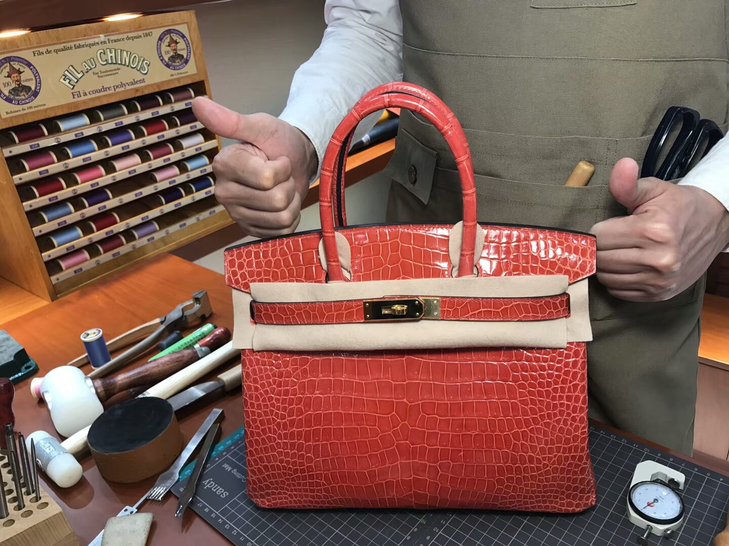 爱马仕 HERMES 铂金包 Birkin 25cm 配全套专柜原版包装 全球发售 鳄鱼 5K 艳橙色 蜜橘色 橘红色 Tangerine Orange