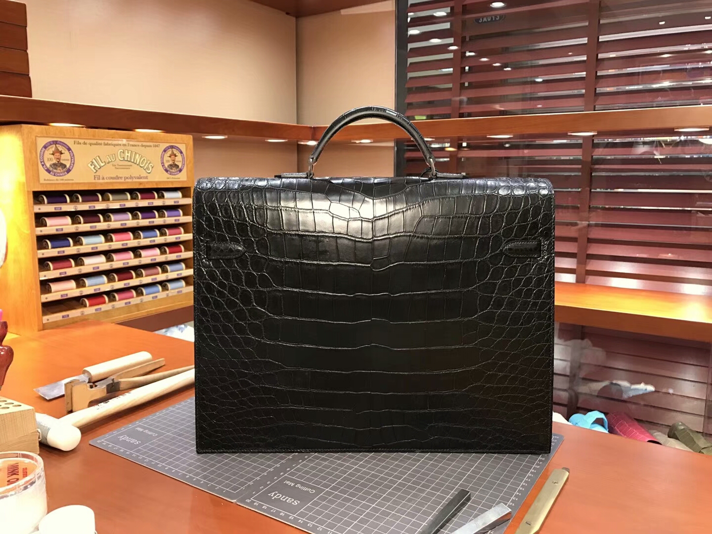 HERMES 爱马仕 男士公文包 亚光 黑色 现货系列 配全套专柜原版包装 银扣