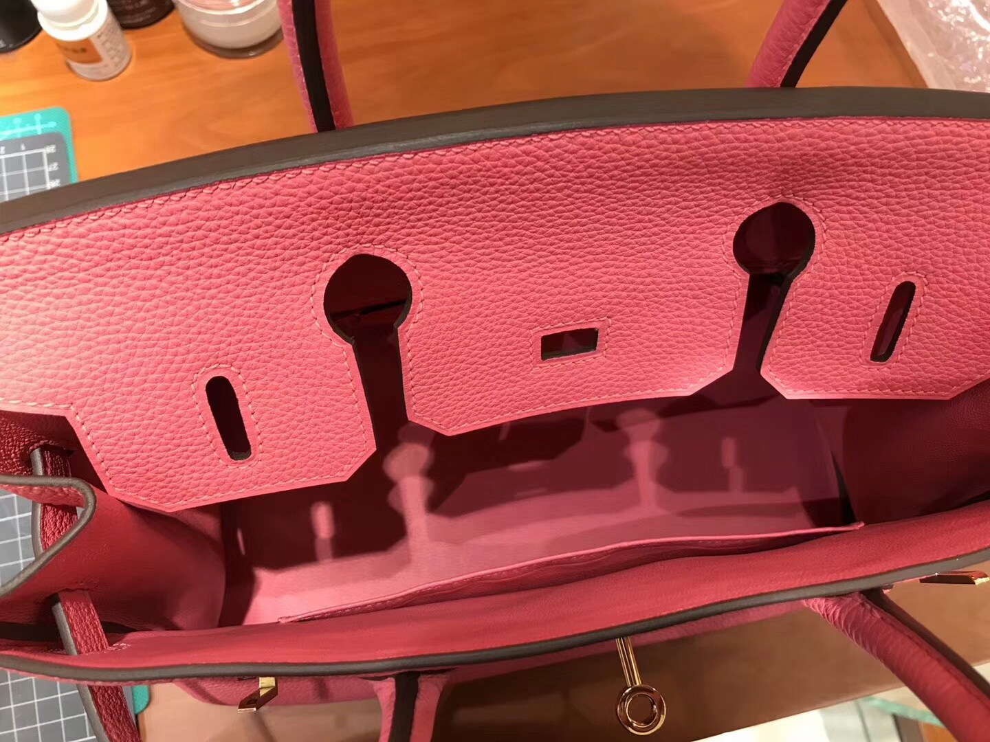 爱马仕 HERMES 铂金包 Birkin 30cm 配全套专柜原版包装 全球发售 8w Rose Azalea 新唇膏粉
