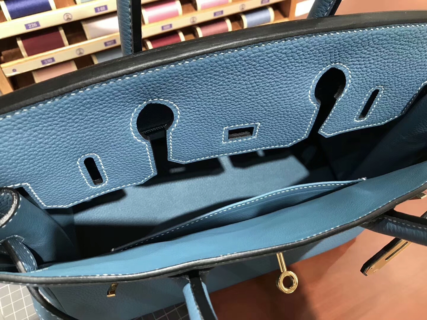 爱马仕 HERMES 铂金包 Birkin 30cm 配全套专柜原版包装 全球发售7W伊兹密尔蓝 Blue Izmir