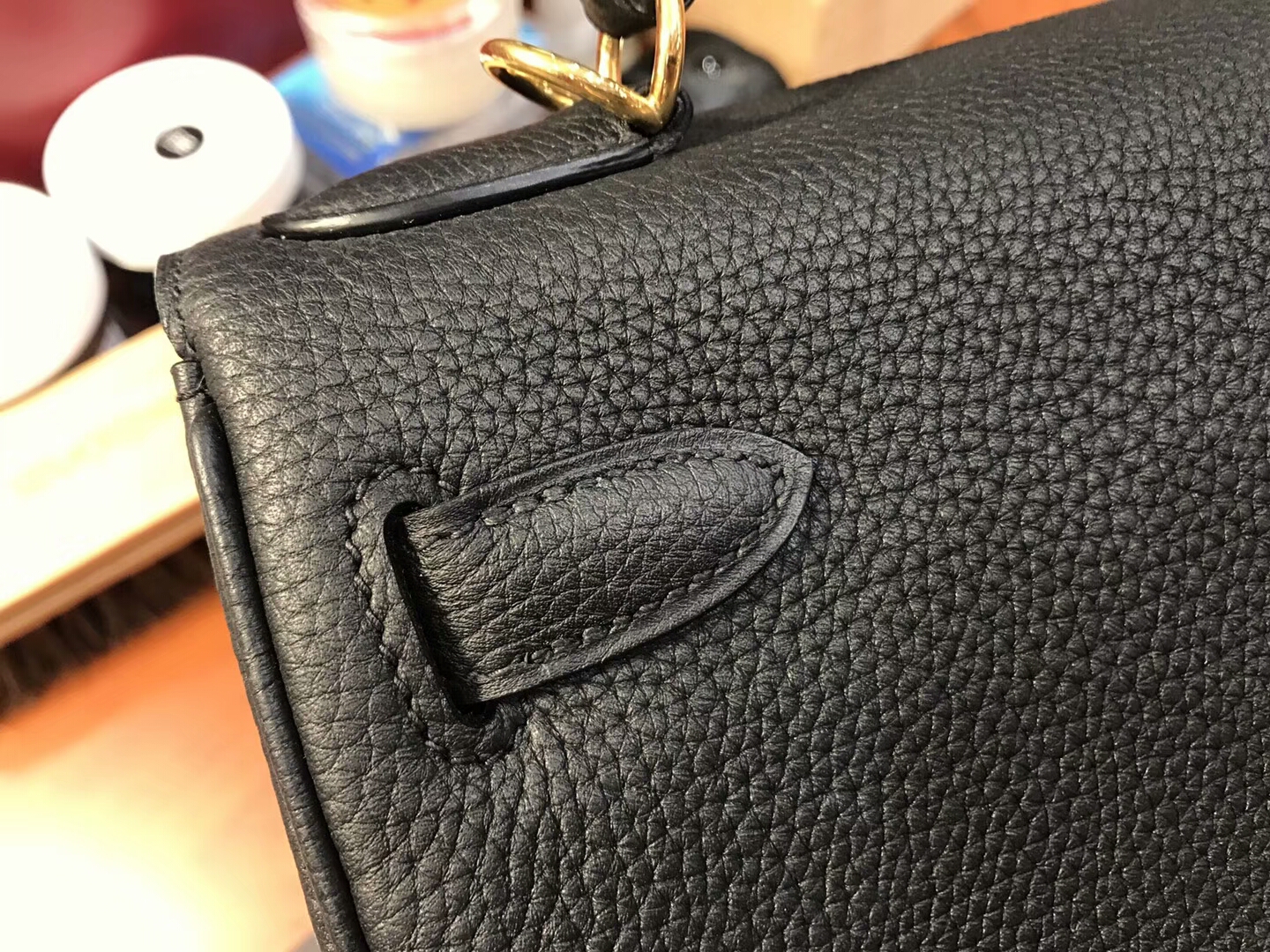 HERMES 爱马仕 BLACK 黑色 Kelly 28CM Togo皮 纯手工蜡线 法国TR级别的进口皮料 配全套专柜包装发票