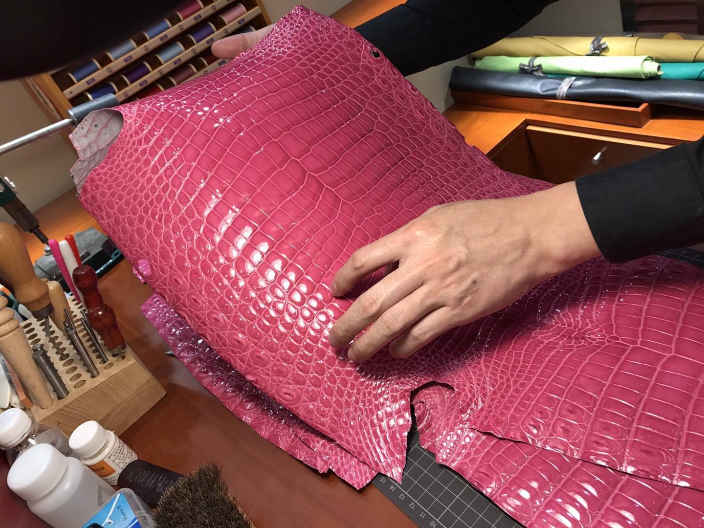 5J 桃粉色 桃红色 Fuschia Pink 铂金款 密西西比 鳄鱼皮 选皮 做包