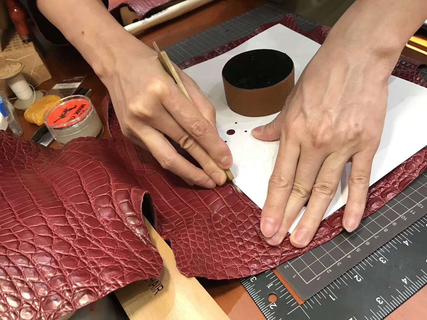 铂金款 密西西比 鳄鱼皮 选皮 做包 CC55 Rouge H 爱马仕红