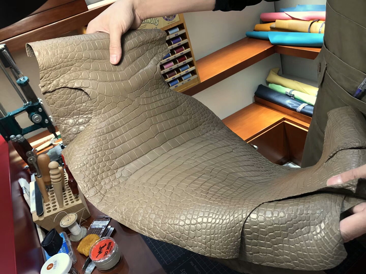 铂金款 密西西比 鳄鱼皮 选皮 做包