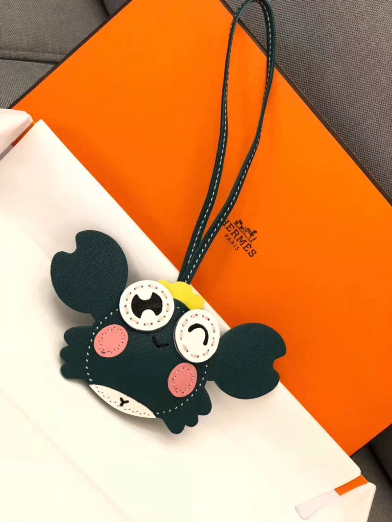 HERMES 爱马仕 手工定制 螃蟹挂饰 现货 2Q 英国绿 Vert Anglais 走线清晰 百搭挂件
