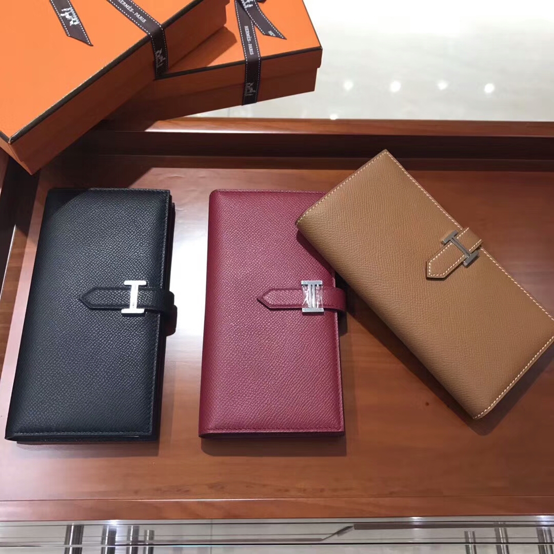 BLACK 黑色/b5 ruby 宝石红/ck37 金棕色 gold HERMES 爱马仕Bearn 长款H扣钱包 配全套专柜原版包装